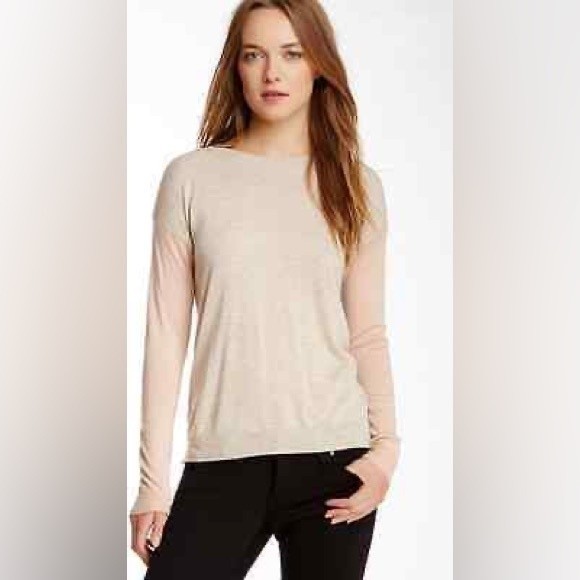 Rebecca Taylor Colorblock Crewneck Sweater Camel S - Picture 2 of 11